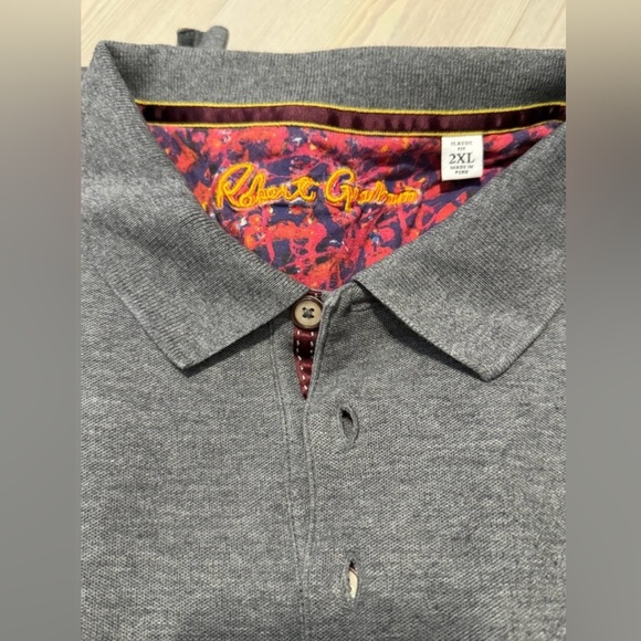 Robert Graham Men's Grey Long Sleeve Polo Polo 2XL - Picture 6 of 10